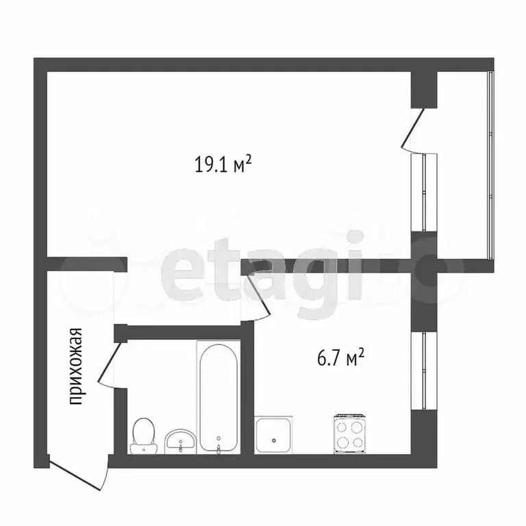 1-к. квартира, 34 м, 4/5 эт. - Фото 0