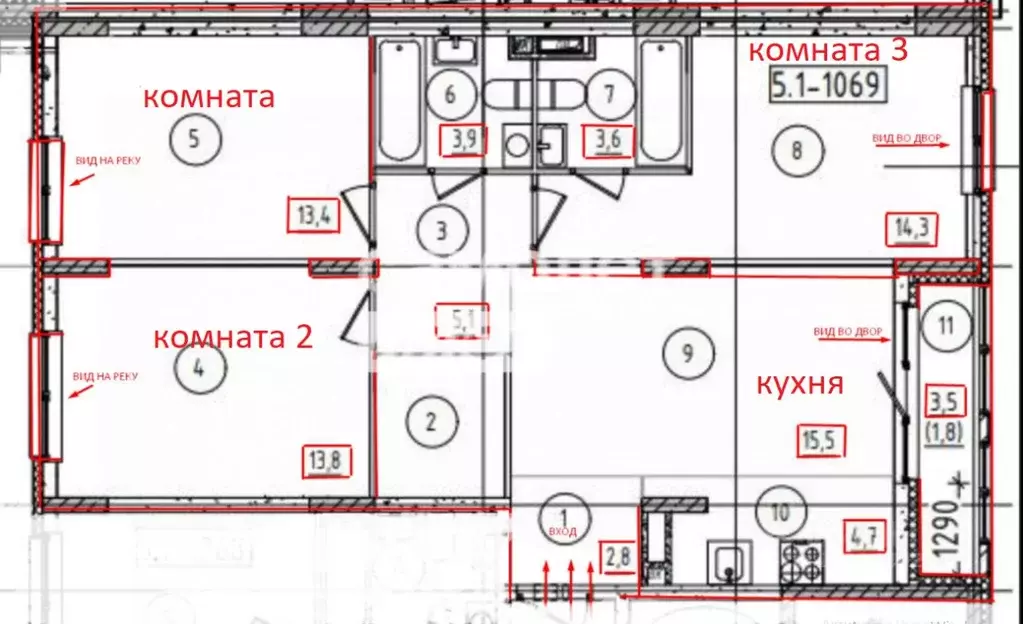 3-к кв. Москва просп. Прокшинский, 5 (81.5 м) - Фото 2