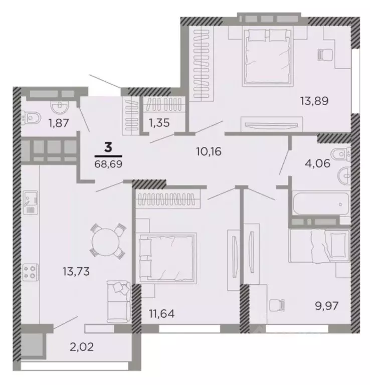 3-к кв. Рязанская область, Рязань Совхозная ул., 6 (69.0 м) - Фото 1