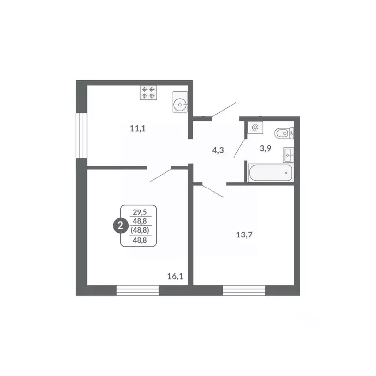 2-к кв. Кировская область, Киров ул. Пушкина, 25 (48.8 м) - Фото 1