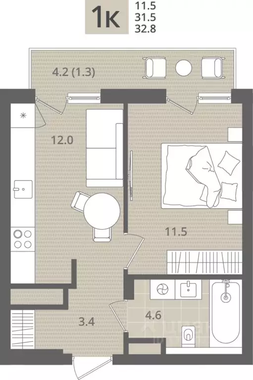 1-к кв. Калининградская область, Пионерский пос. Рыбное, Мо ре жилой ... - Фото 1
