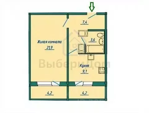 1-к кв. Ивановская область, Иваново Лежневская ул., 213 (50.8 м) - Фото 1