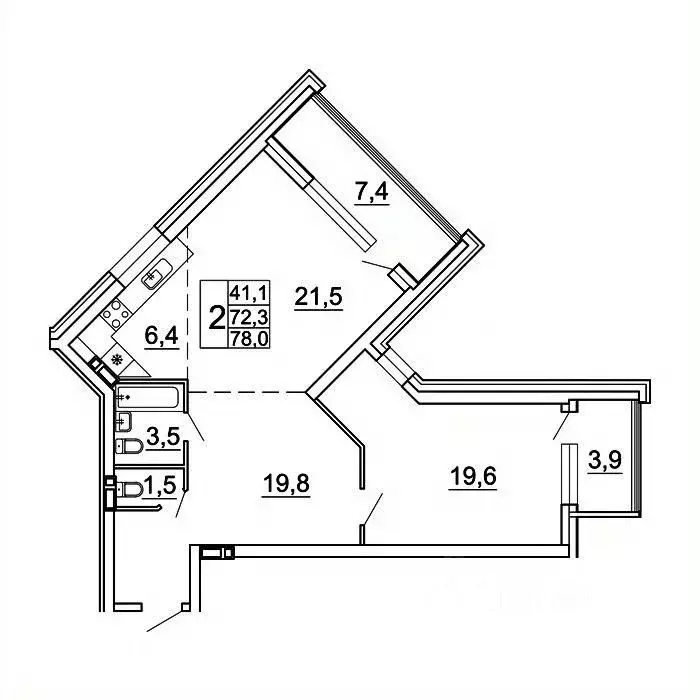 2-к кв. Приморский край, Владивосток Лесная ул., 1В/1 (78.0 м) - Фото 1