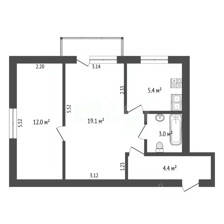 2-к кв. Севастополь ул. Пролетарская, 23 (42.0 м) - Фото 2