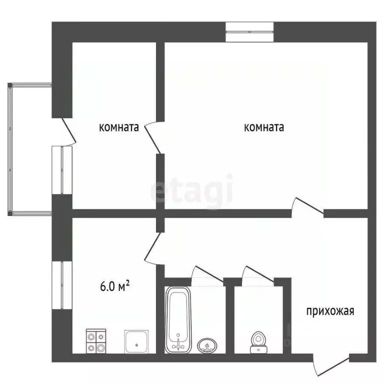2-к кв. Саратовская область, Балашов ул. Гагарина, 152 (39.9 м) - Фото 2