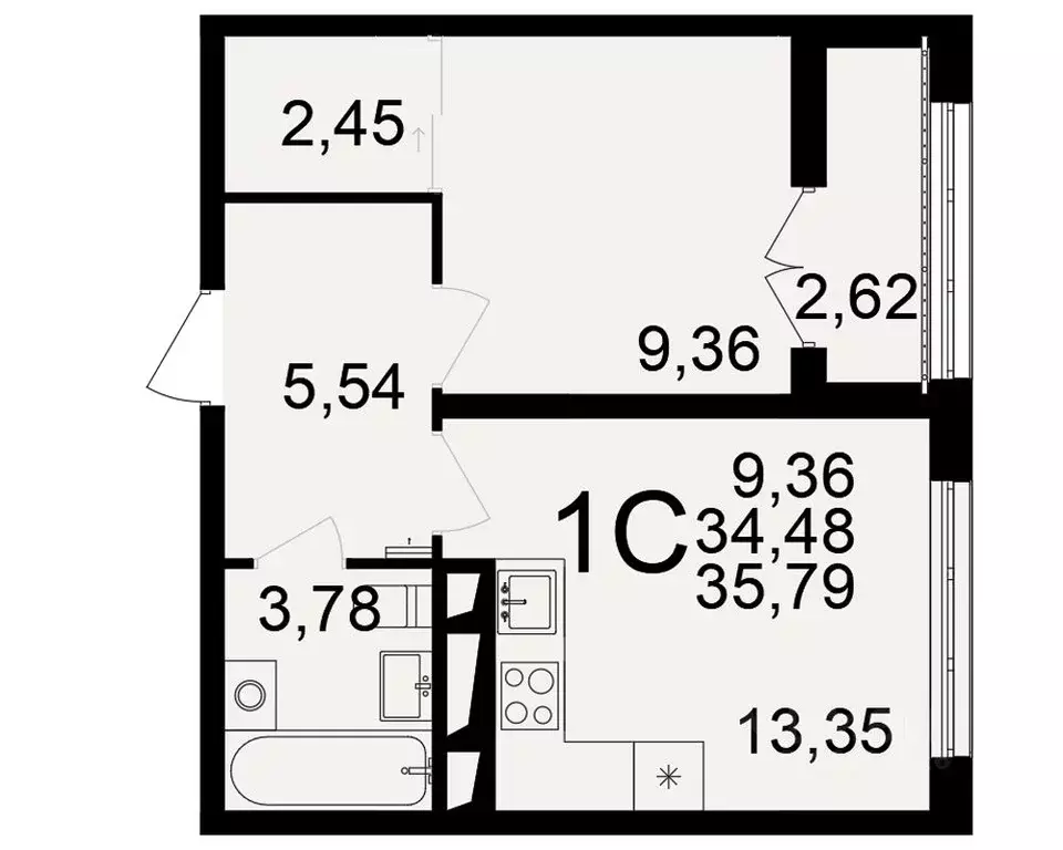 1-к кв. Тульская область, Тула пос. Горелки, Время жилой комплекс ... - Фото 1
