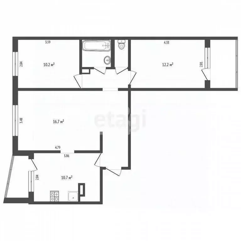 3-к кв. Ханты-Мансийский АО, Лангепас Парковая ул., 7 (63.6 м) - Фото 1