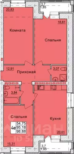 4-к кв. Архангельская область, Северодвинск  (98.88 м) - Фото 0