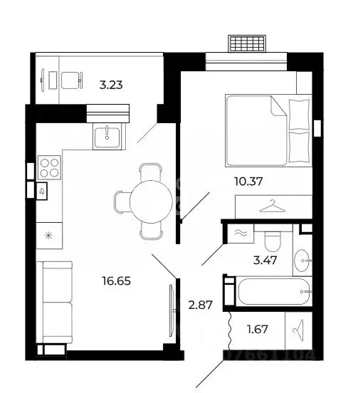 1-к кв. Липецкая область, Липецк Коммунистическая ул., 4 (37.72 м) - Фото 2