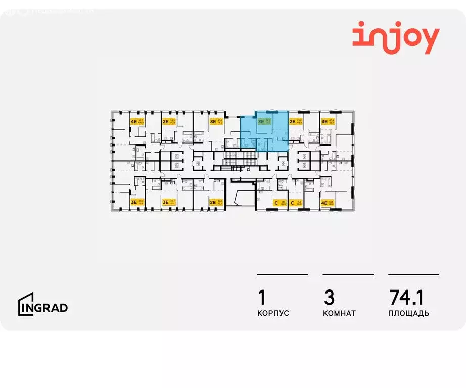 3-комнатная квартира: Москва, жилой комплекс Инджой (74.1 м) - Фото 1