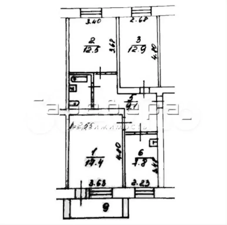 3-к. квартира, 63,5 м, 2/5 эт. - Фото 0