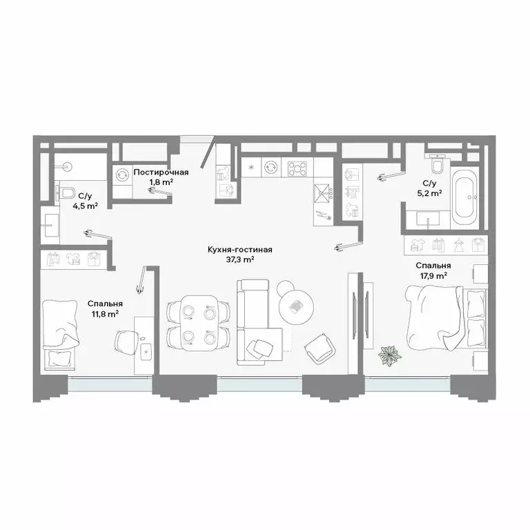 2-комнатная квартира: Москва, Ленинский проспект, 2 (81.4 м) - Фото 1