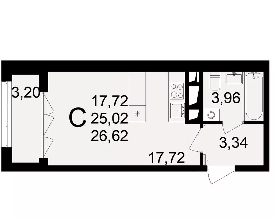 1-к кв. Тульская область, Тула пос. Горелки,  (26.62 м) - Фото 0