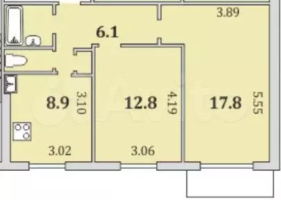 2-к. квартира, 51 м, 4/9 эт. - Фото 0