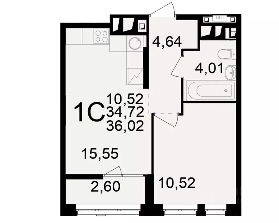 1-к кв. Рязанская область, Рязань ул. Чкалова (34.72 м) - Фото 0