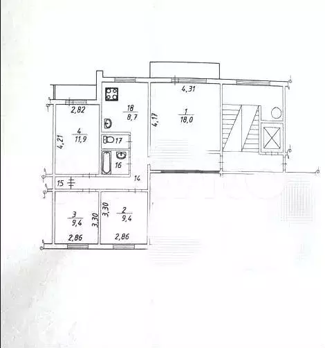 4-к. квартира, 77,6 м, 7/9 эт. - Фото 0