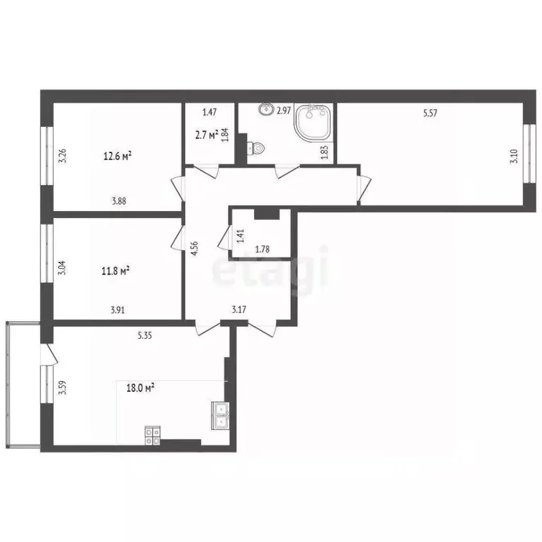 3-к кв. Ханты-Мансийский АО, Сургут Игоря Киртбая ул., 22 (83.3 м) - Фото 1