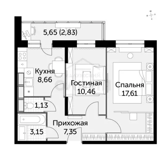 2-комнатная квартира: Калуга, Пригородная улица, 54 (51.2 м) - Фото 1