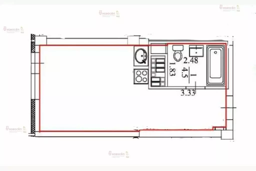 Квартира-студия: Екатеринбург, жилой район Уктус, микрорайон Светлый, ... - Фото 1