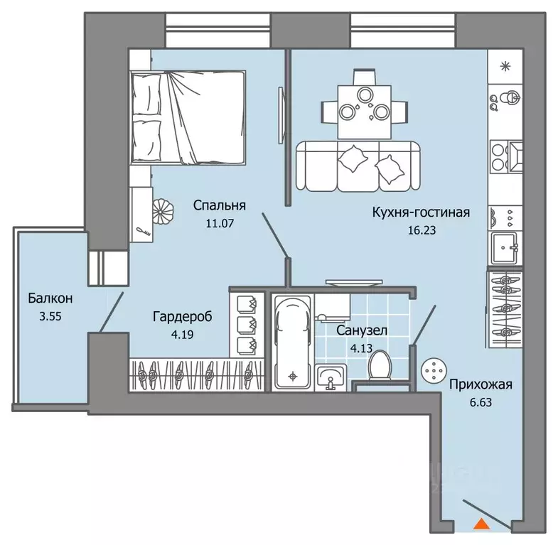 1-к кв. Пермский край, Пермь ул. Дзержинского, 35А (43.0 м) - Фото 2