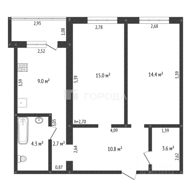 2-к кв. Алтайский край, Барнаул Северо-Западная ул., 35Б (60.0 м) - Фото 1
