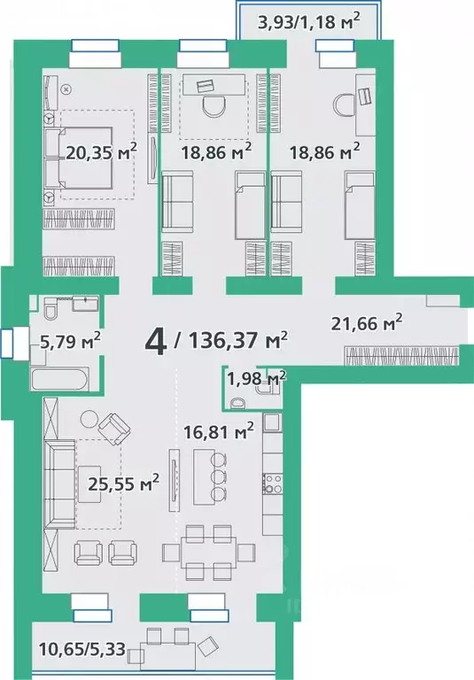 4-к кв. Красноярский край, Красноярск ул. Березина, 82Д (136.23 м) - Фото 0