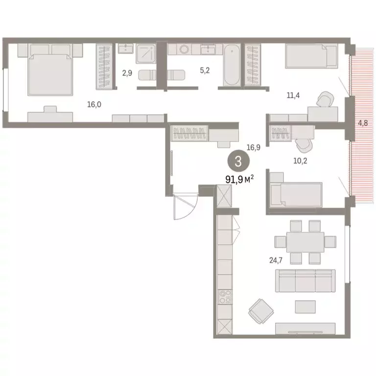 3-комнатная квартира: Екатеринбург, микрорайон Академический, 19-й ... - Фото 1