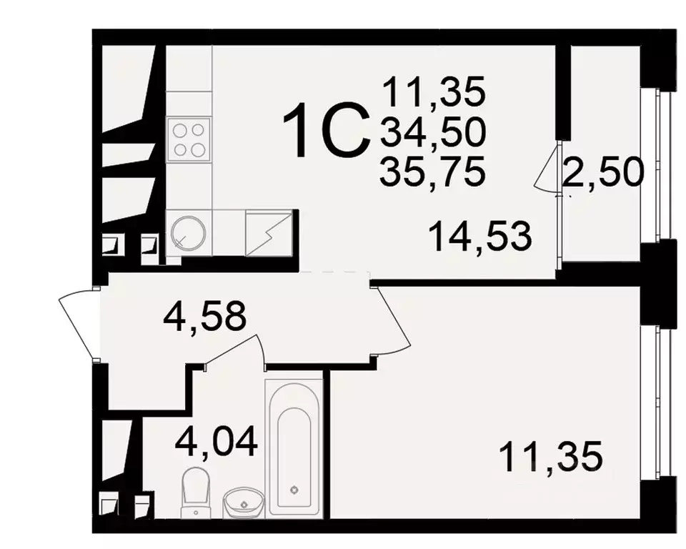 1-к кв. Рязанская область, Рязань ул. Чкалова (34.5 м) - Фото 1