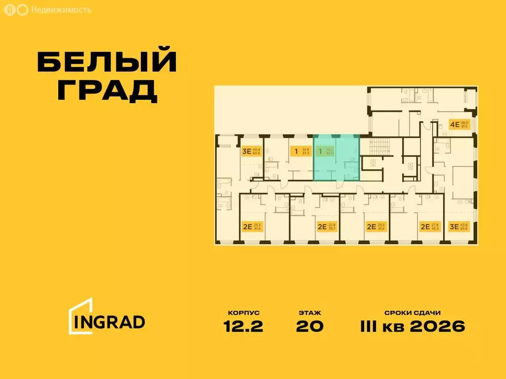 1-комнатная квартира: Мытищи, жилой комплекс Белый Grad, 12.2 (34 м) - Фото 1