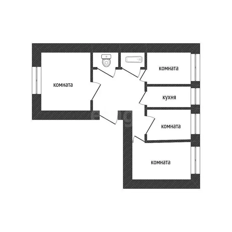 4-комнатная квартира: Волхов, улица Кирова, 1Б (70.8 м) - Фото 1
