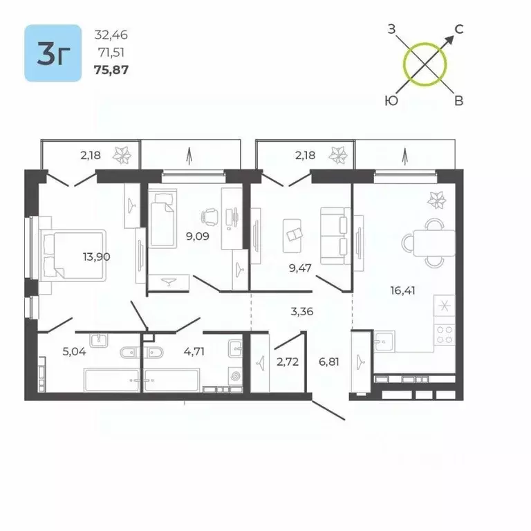 3-к кв. Свердловская область, Екатеринбург ул. Академика Ландау, 34 ... - Фото 0
