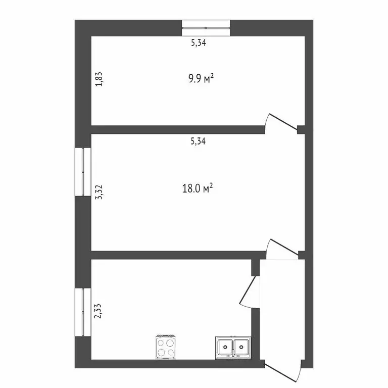 2-комнатная квартира: посёлок Майский, улица Строителей, 3 (44.5 м) - Фото 0