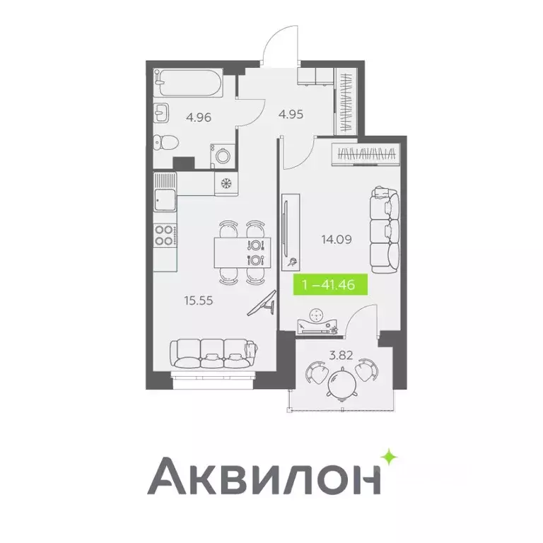 1-к кв. Архангельская область, Архангельск Троицкий просп., 110 (41.46 ... - Фото 0