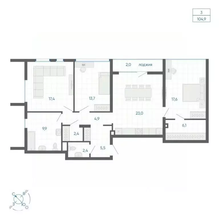 3-к кв. Свердловская область, Екатеринбург ул. Вильгельма де Геннина, ... - Фото 1