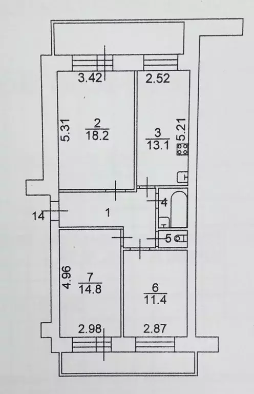 3-к кв. Томская область, Томск Водяная ул., 45 (70.8 м) - Фото 2