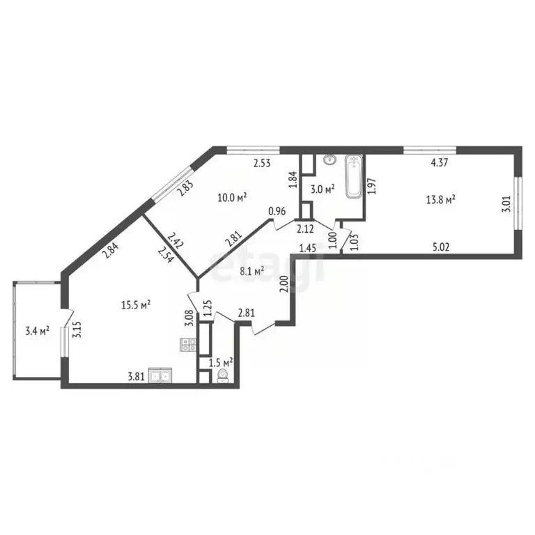 2-к кв. Санкт-Петербург ул. Орбитальная, 9к1 (51.9 м) - Фото 1