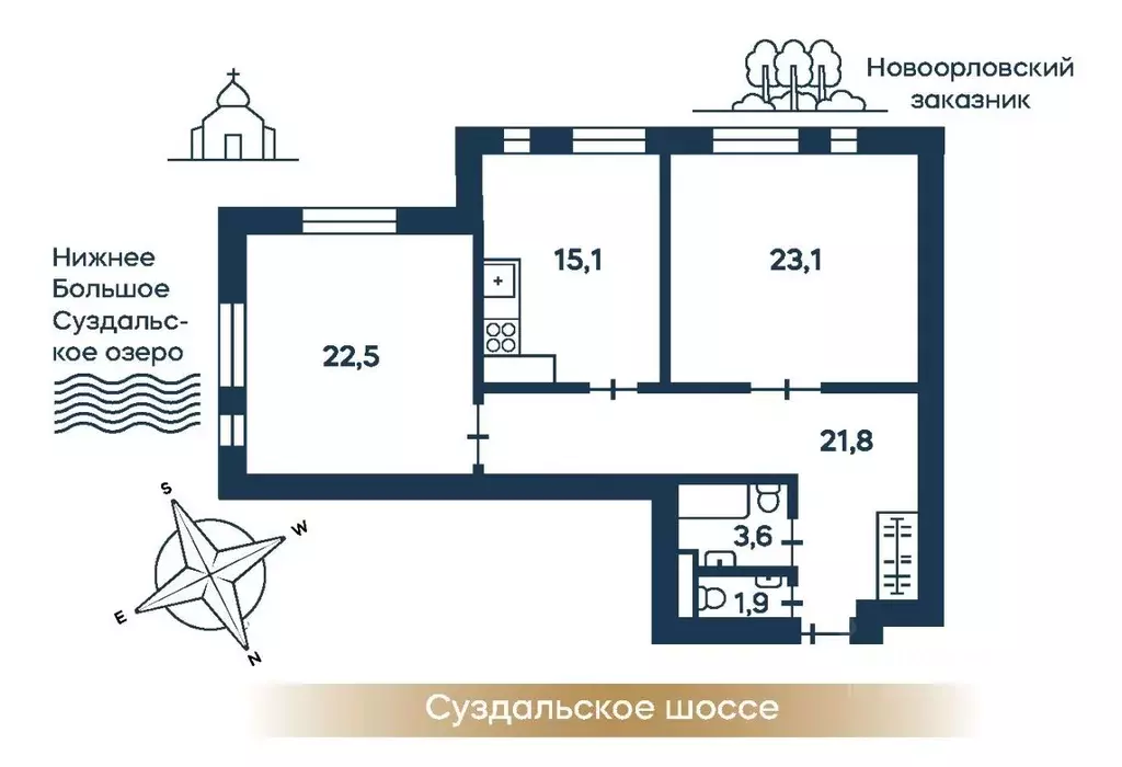 2-к кв. Санкт-Петербург ш. Суздальское, 10 (88.1 м) - Фото 0