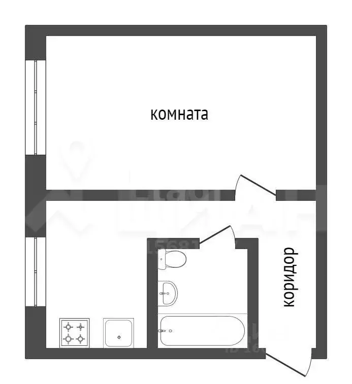 1-к кв. Белгородская область, Белгород Садовая ул., 61 (32.0 м) - Фото 2