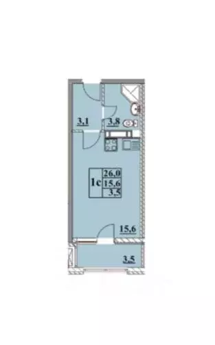 Студия Краснодарский край, Анапа Парковая ул., 61к4 (26.0 м) - Фото 2