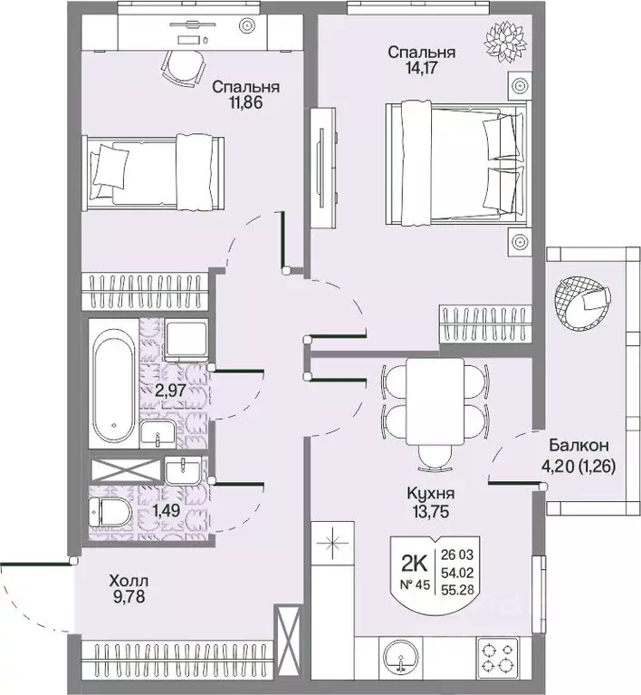 2-к кв. Ленинградская область, Всеволожский район, Бугровское ... - Фото 1