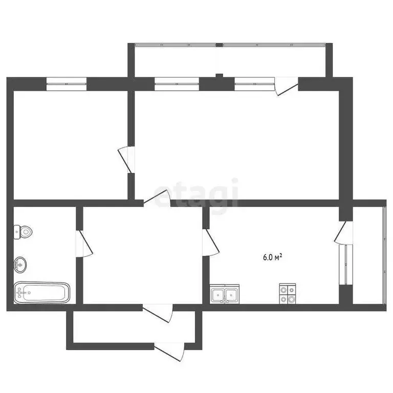 3-комнатная квартира: Надеево, 5 (53.4 м) - Фото 0