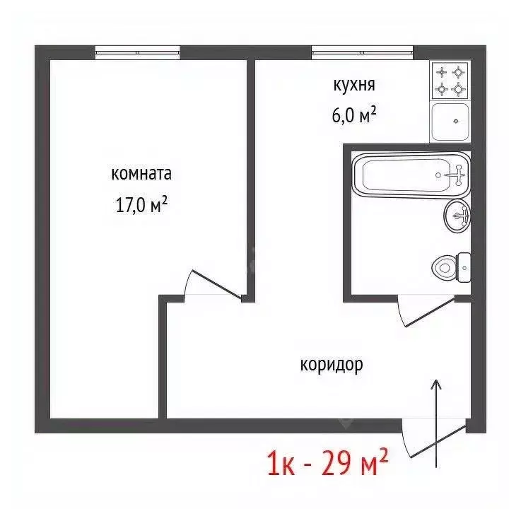 1-к кв. Свердловская область, Екатеринбург ул. Посадская, 32к3 (29.0 ... - Фото 2