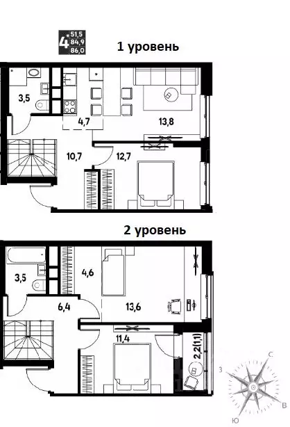 Студия Пермский край, д. Кондратово просп. Дягилева, 3 (86.0 м) - Фото 1