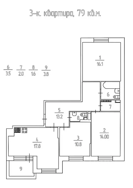 3-к кв. Санкт-Петербург Пулковское ш., 95к3 (79.0 м) - Фото 1