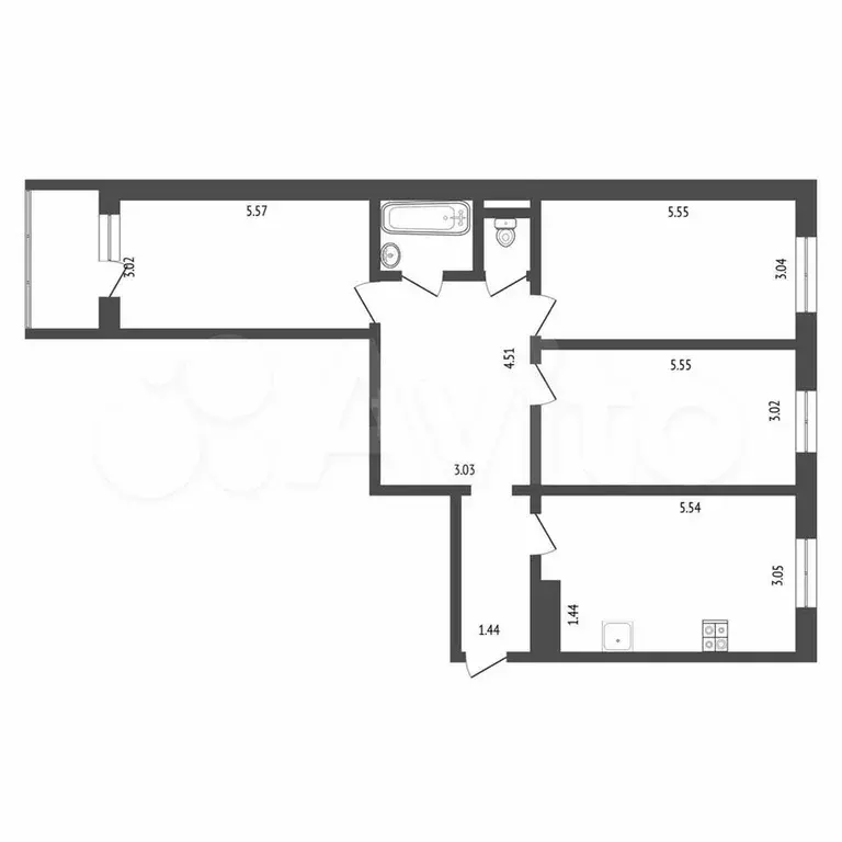 3-к. квартира, 90 м, 10/10 эт. - Фото 0