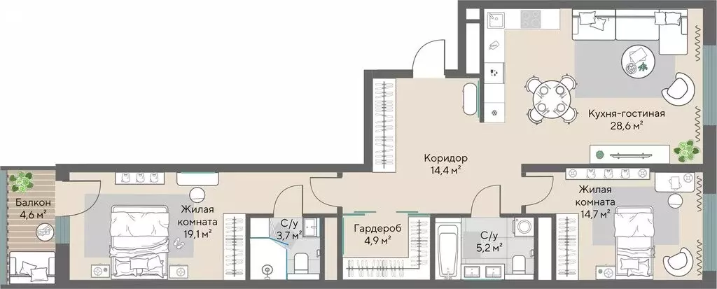 2-комнатная квартира: Екатеринбург, Нагорная улица, 16 (92.5 м) - Фото 2