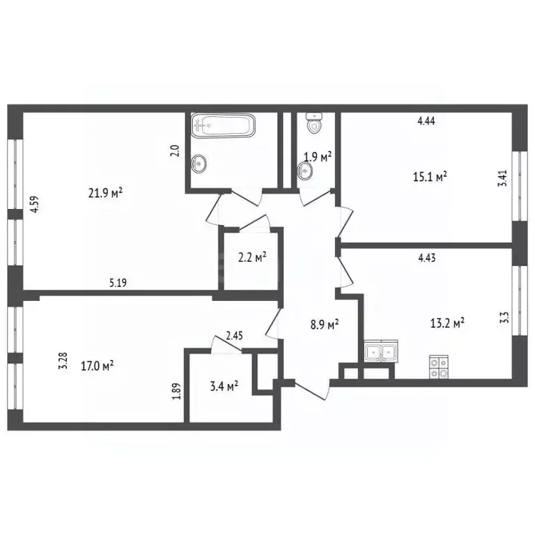 3-к кв. Москва Донецкая ул., 30к2 (90.0 м) - Фото 2