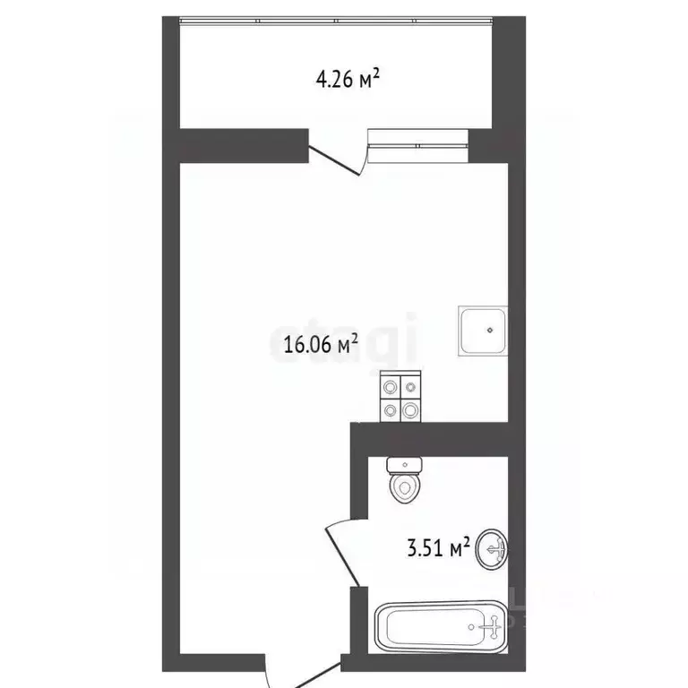 Студия Тюменская область, Тюменский муниципальный округ, д. Патрушева ... - Фото 1