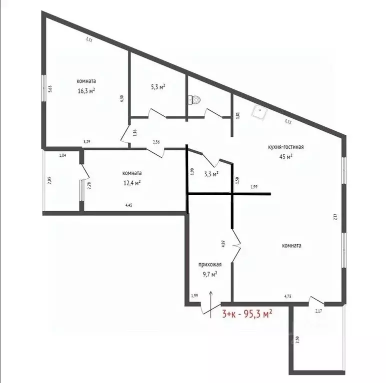 3-к кв. Свердловская область, Екатеринбург ул. Кольцевая, 30 (95.3 м) - Фото 2