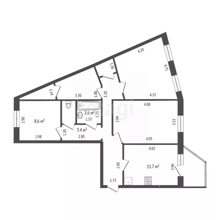 3-к кв. Ханты-Мансийский АО, Сургут Быстринская ул., 22 (80.9 м) - Фото 1